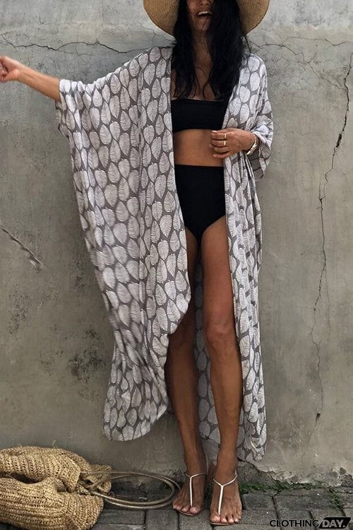 Leaf Belted Kimono Cardigan