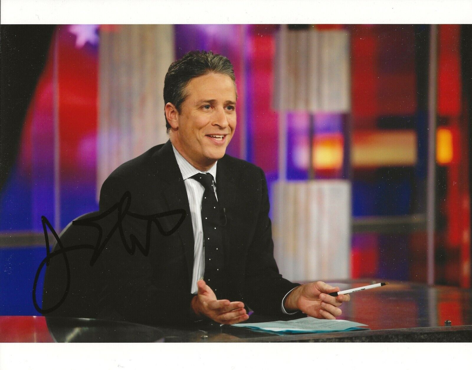 Jon Stewart REAL hand SIGNED Photo Poster painting #3 COA Comedy Central Daily Show