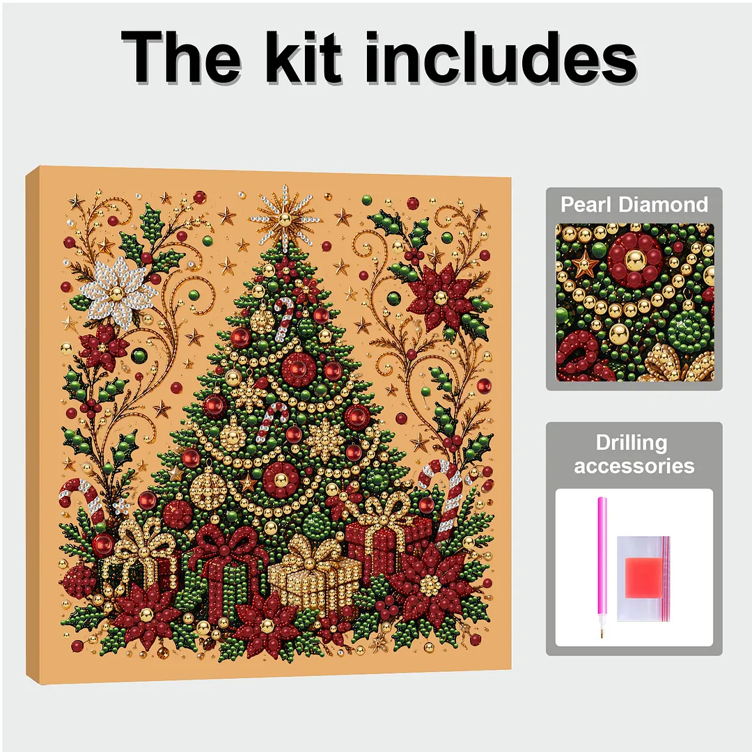 DIY Diamond Painting Kit with Frame 30x30cm Christmas Tree 3D Art Craft