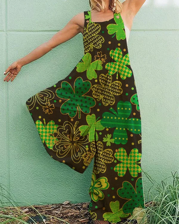 Casual Plus Size Sleeveless Print Jumpsuit