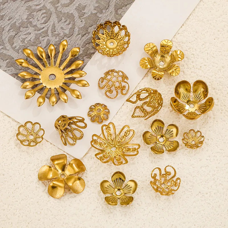 1 Piece 16.5mm 304 Stainless Steel 18K Gold Plated Flower Flower Shape Bead Caps Jewelry Accessories