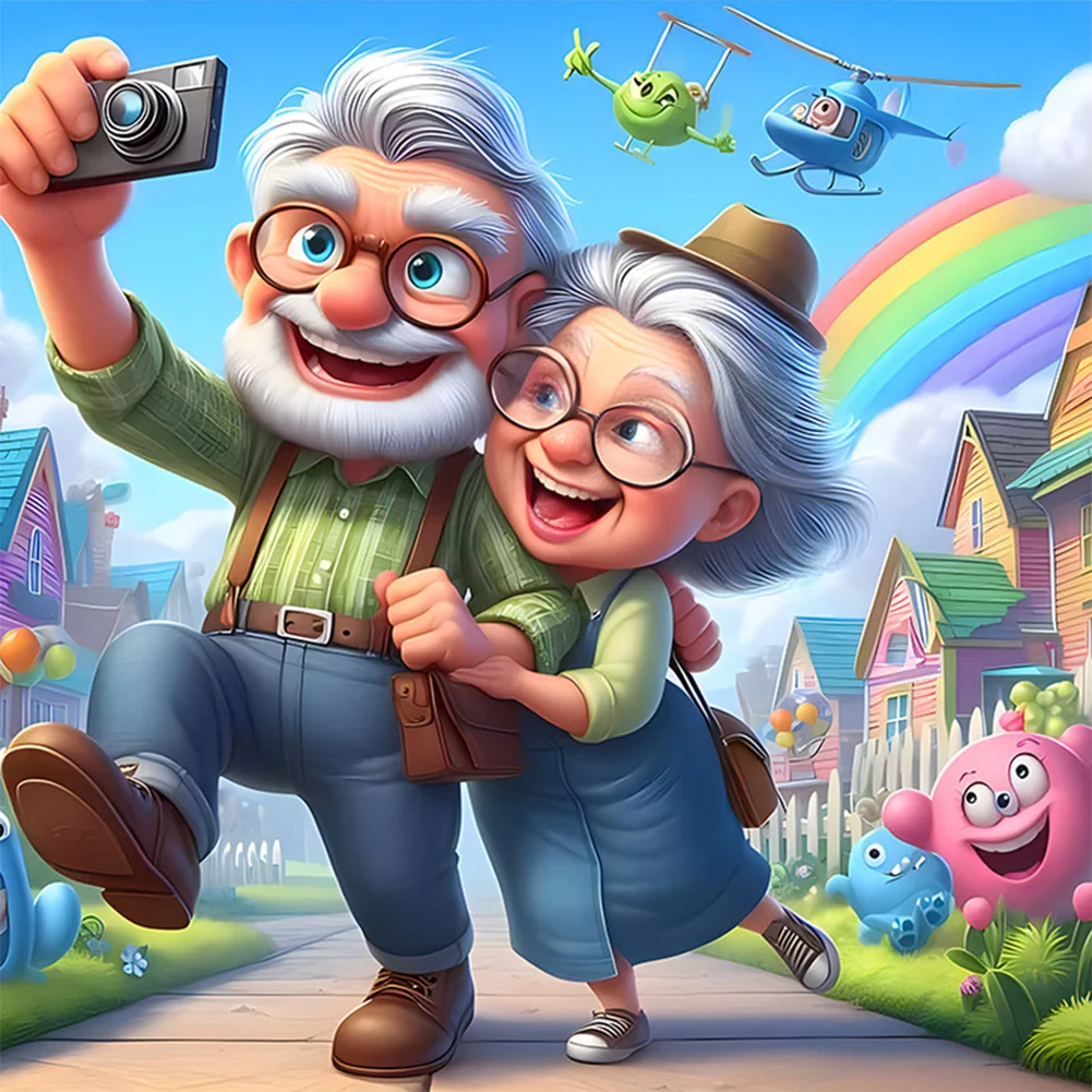 Diamond Painting - Full Round Drill - Old Couple(Canvas|30*30cm)