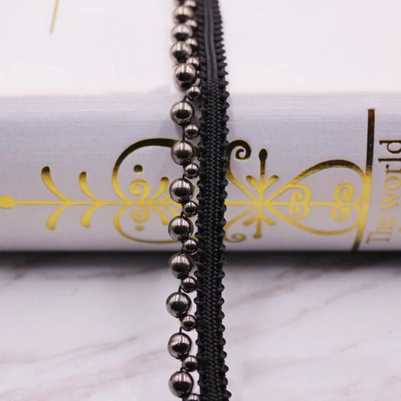 1yard/lot Vintage White/Black Beaded Lace Trim Tape Fabric Ribbon DIY Collar Sewing Garment Headdress Materials Sewing Craft