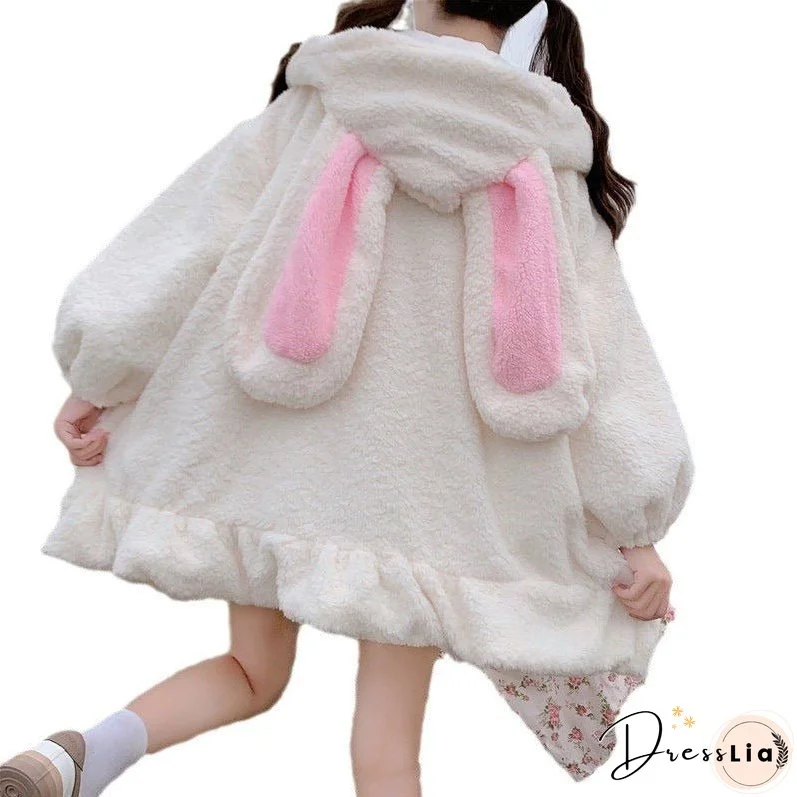 Women's Furry Rabbit For Zipper Cute Fashion Sweaters