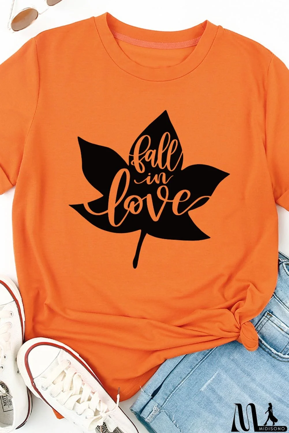 MidiSono - Fall In Lover Mapel Graphic T Shirt