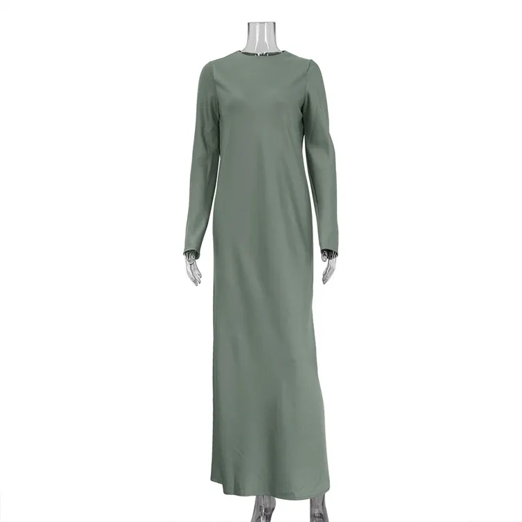 Churchf Churchf New 2023 Women's Bottom Dress Fashion Long Sleeve Slit Satin Pendant Wrap Hip Skirt