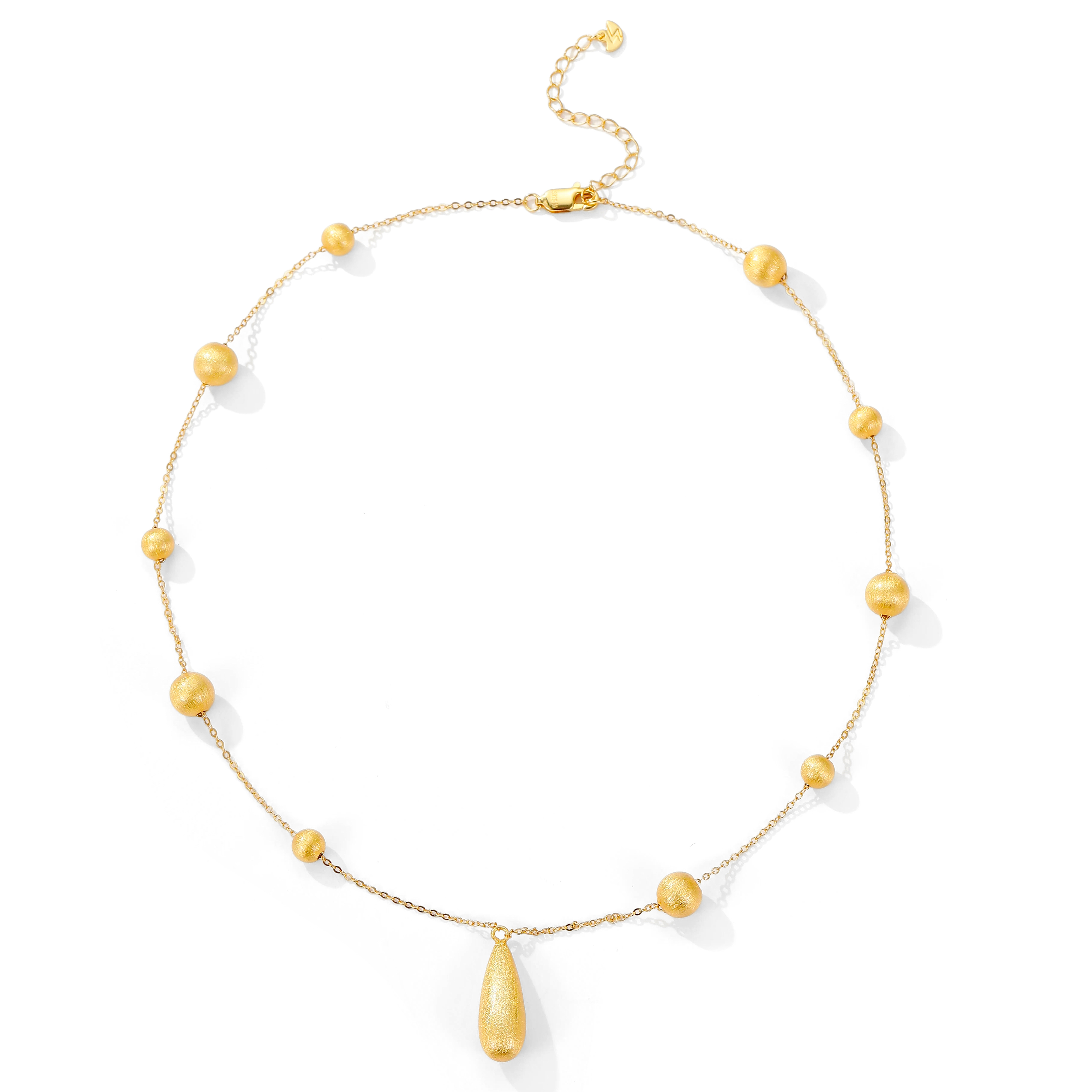 Brushed Gold Celestial Teardrop Pendant Necklace