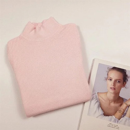 Spring Autumn Winter Turtleneck Sweaters Slim-fit Korean Sweater Long Sleeve Pullovers Short  Casual Tight Clothes New Arrival