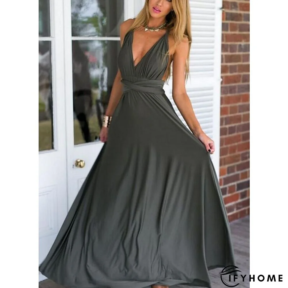 Women‘s Prom Party Dress Swing Dress Long Dress Maxi Dress Green Black Blue Sleeveless Pure Color Backless Spring Summer V Neck Party S M L XL | IFYHOME