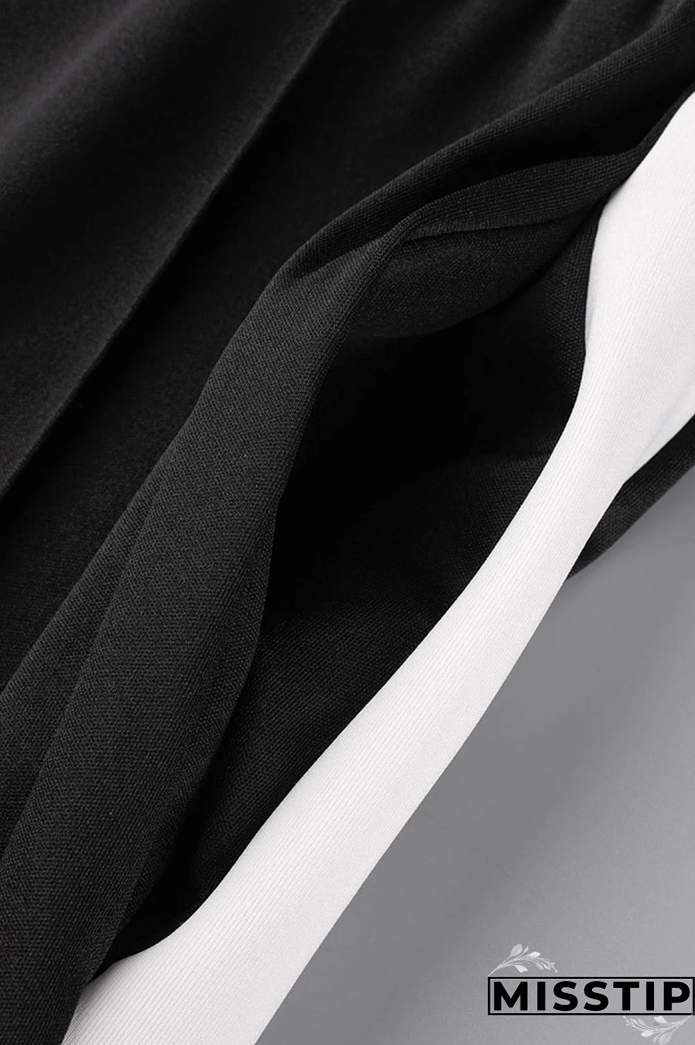 Black Casual Solid Patchwork Zipper Long Sleeve Two Pieces