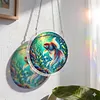 (18.5cm)DIY Acrylic Jigsaw Puzzle Window Hanging with Hanging Chain DIY Stained Glass Decoration Round Window Puzzle Decor for DIY Craft Project (Goldfish)