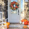 Peony Pumpkin Wreath Decorative Door Garland for Harvest Festival Decor (40CM)