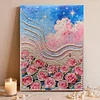 (40x50cm)DIY Pearl Painting Rose Flower Framed Handmade Pearl Material Art Kit Living Room Decor