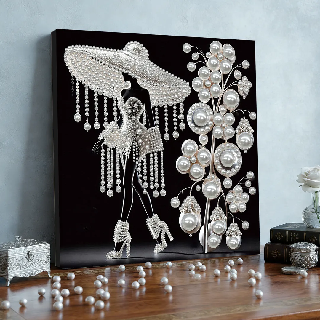 Elegant Lady - DIY Pearl Diamond Art Kit With Frame 30*30cm