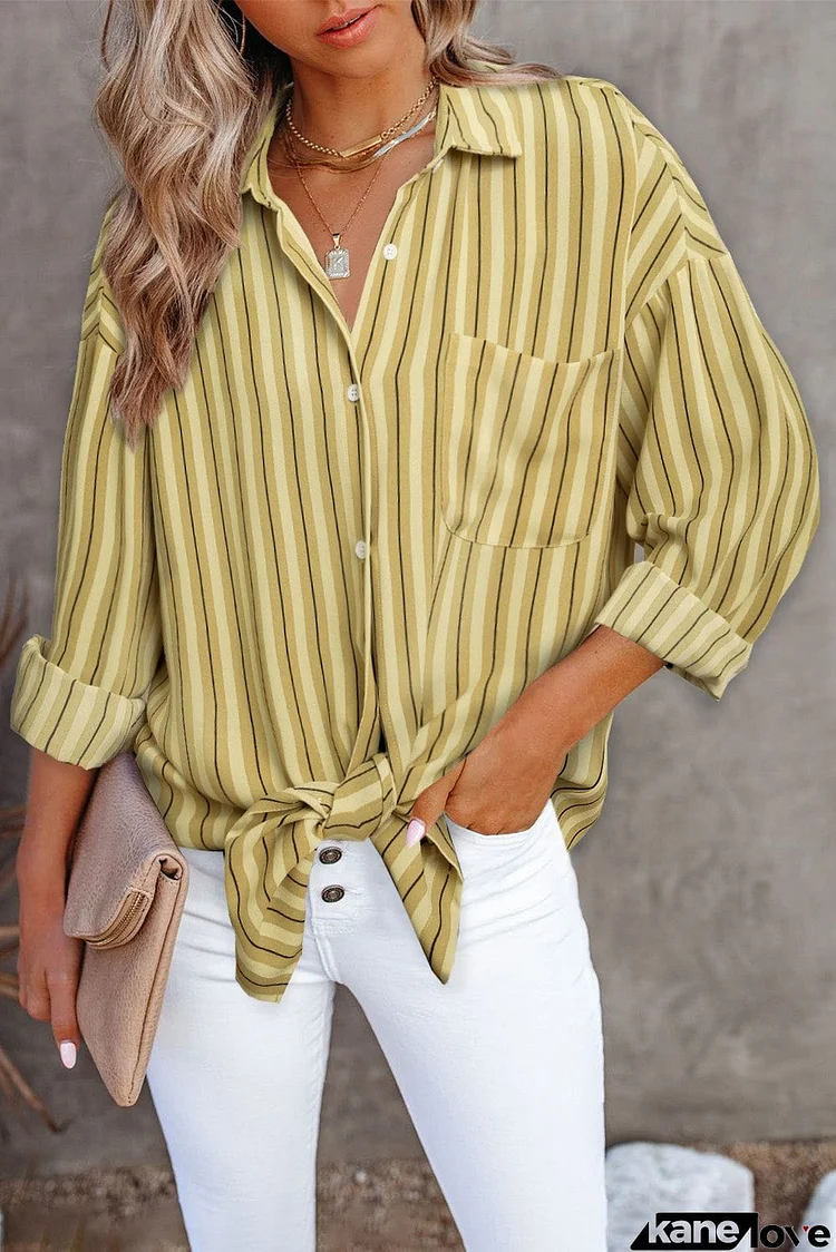 Striped Buttons Closure Long Sleeve Shirt