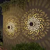 2 Pack Solar Hollow Iron Wall Light Outdoor Garden Fence Lamp