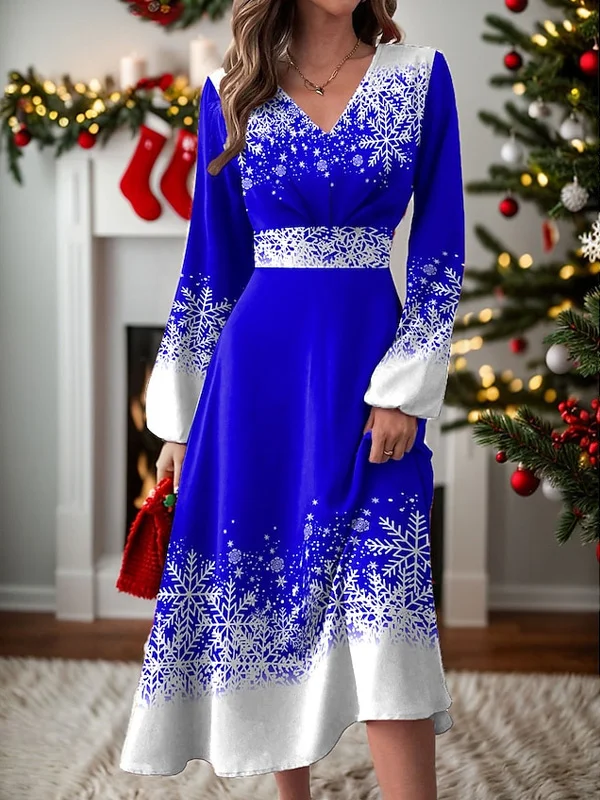Casual Waisted Temperament Swing Christmas Dress