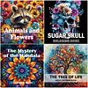 4 Pcs Skull Coloring Book Set Mindfulness Art Books for Adults 
