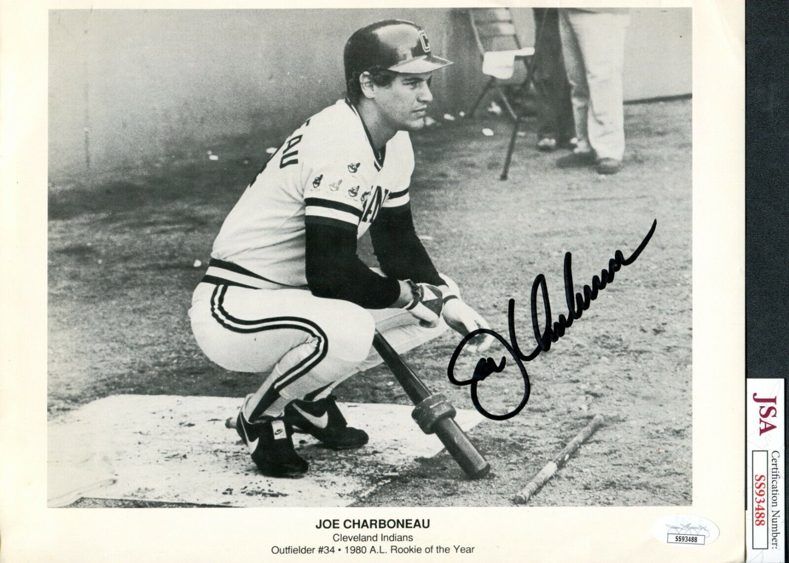 JSA Joe Charboneau Autographed Signed 8.5x11 Photo Poster painting Cleveland Indians TRB 883