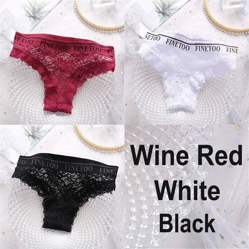 3PCS/Set Lace Panties Women Sexy Underwear Briefs Floral Lace Female Underpants Solid Color Intimate Lingerie Woman Panties M-XL