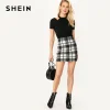 SHEIN Black Choker Neck Cut Out Shoulder Halter Elegant Crop Top Women Summer Stretchy Slim Fit Short Sleeve Tshirt Tops