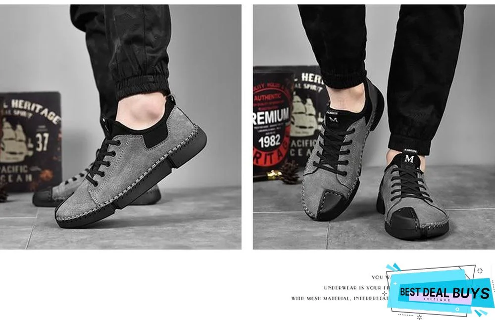 Men Leather Casual Big Size Flats Shoes