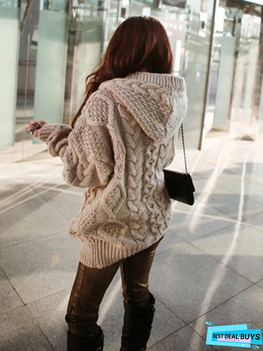 Solid Color Twist with Hat Cardigan Tops