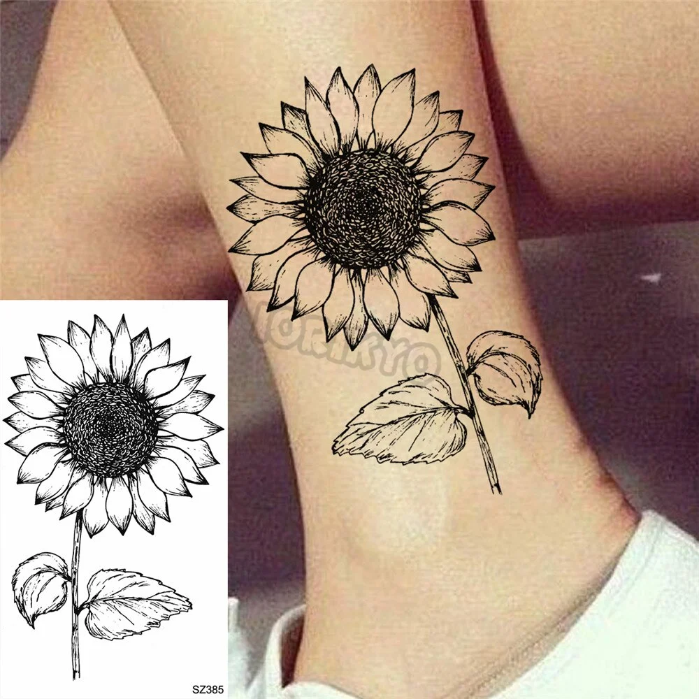 Minimalist Dandelion Temporary Tattoos For Women Girls Thorns, Lilies, Chrysanthemums, Fake Tattoo Stickers Leg Arm Tatoos Charm