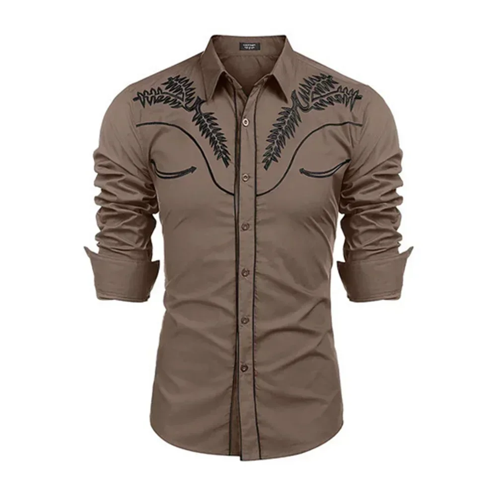 Vintage Men's Shirts And Blouses Long Sleeve Western Tribal Ethnic Printed Retro Single Breasted Outwear Tops Shirt Clothing