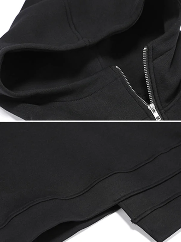 Stylish Black Asymmetric Zipper Hoodies