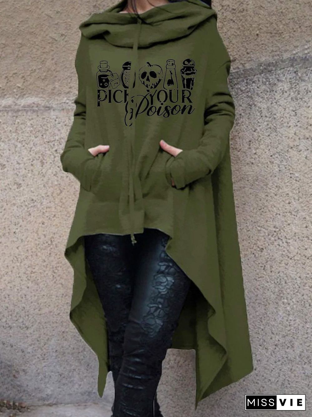Halloween Pick Your Poison Print Long Sleeve Hoodies