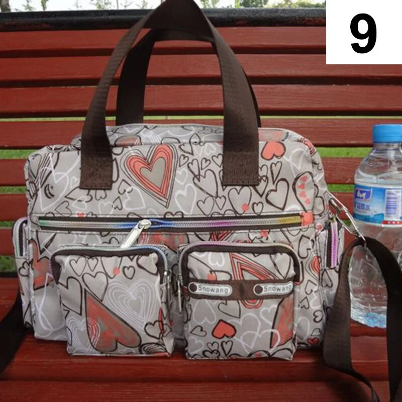 Women Handbag Vintage Flower Printed Waterproof Nylon Shoulder Messenger Bag Large Capacity Tote Bag Casual Picnic Travel Bags