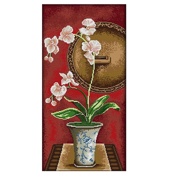 Joy Sunday - Flowers - 14CT 2 Strands Threads Printed Cross Stitch Kit - 56x32cm(Canvas)