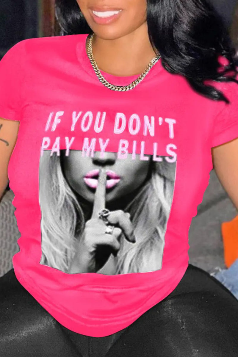 Plus Size Casual Graphic Print O Neck T-Shirt