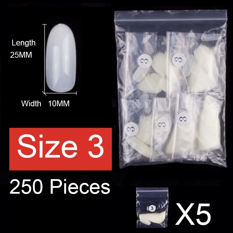 250 Pieces Same Size Oval Shape False Nail Tips For Drawing Nail Art Tips Design Prastic Acrylic Full Nails Size 0 1 2 3 4 5 6-Nail Inspo
