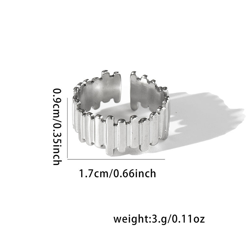 Casual Minimalist Leaf Titanium Steel Plating Open Rings