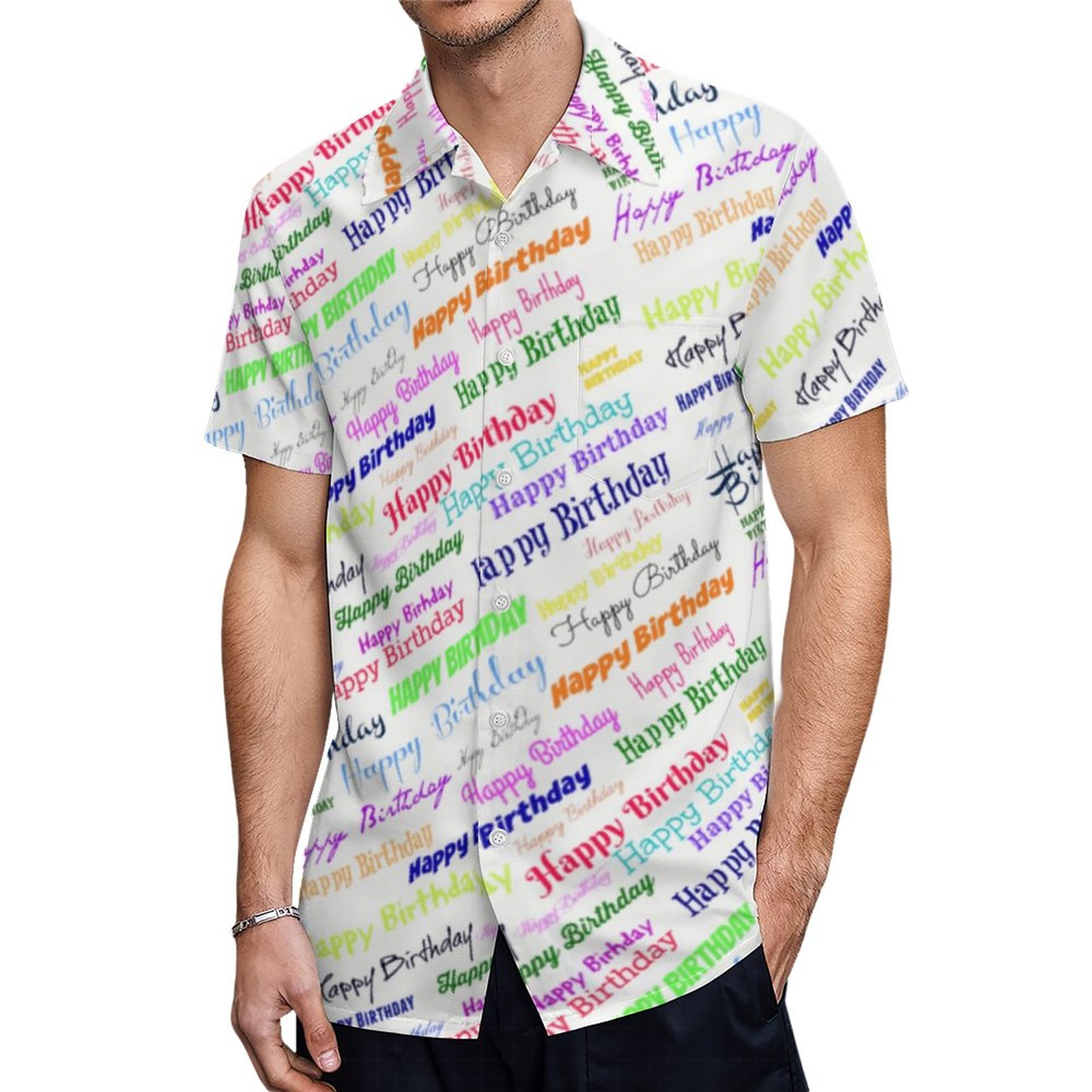 Happy Birthday Hawaiian Shirt Mens Button Down Plus Size Tropical Hawaii Beach Shirts