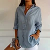 Gioiacombo&trade; Nuova camicia casual a maniche lunghe con risvolto da donna