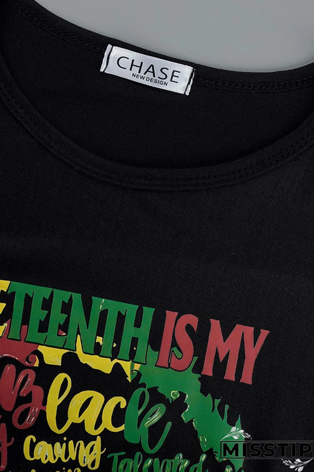 Black Fashion Casual Print Basic O Neck T-Shirts