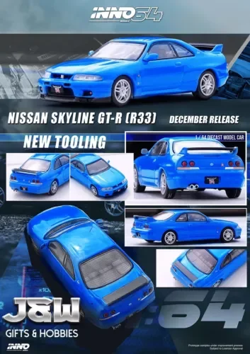 Dronehint Inno64 Nissan Skyline GT-R R33 Blue 1/64 Toy