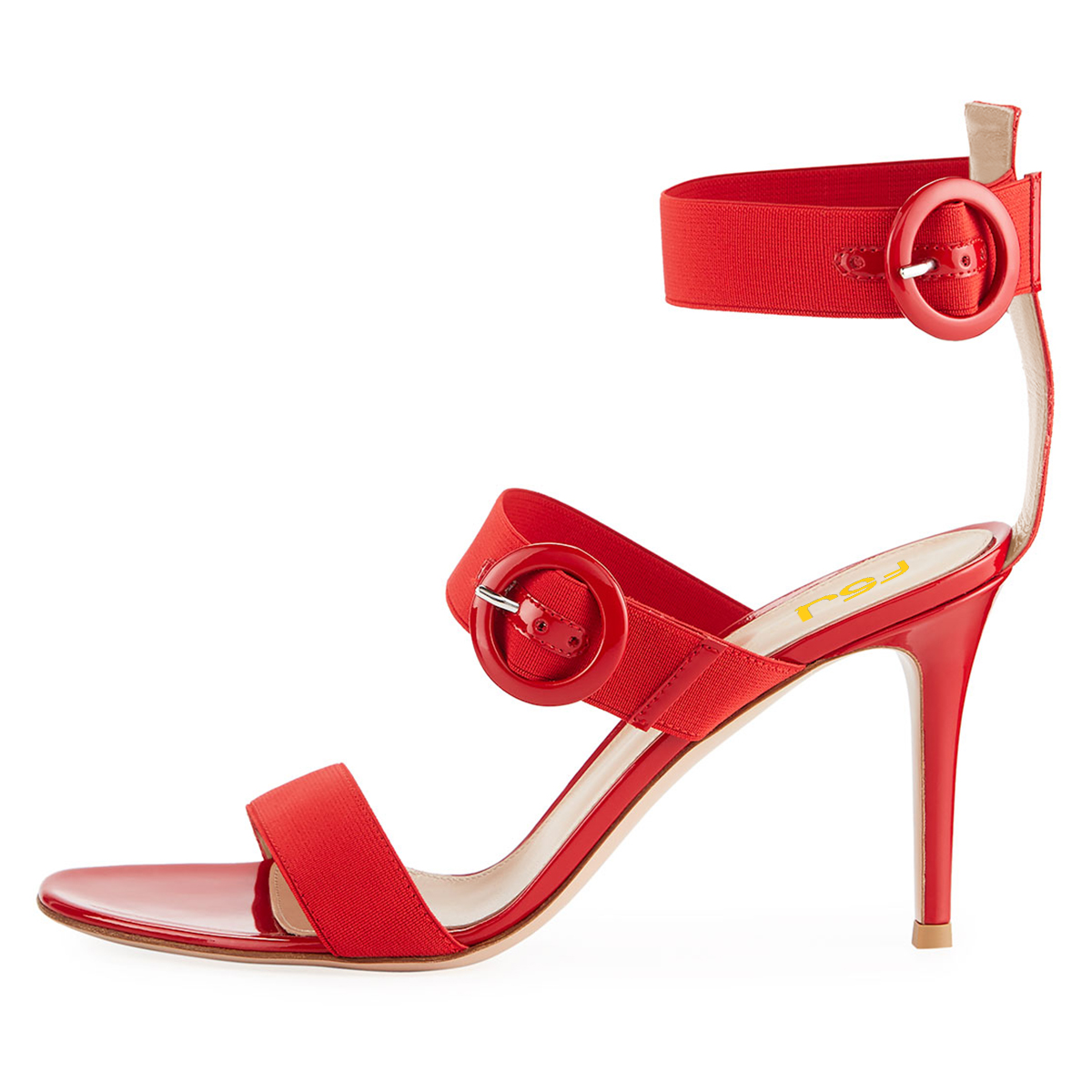 Red Open Toe 4'' Stiletto Heel Ankle Strap Sandals Nicepairs