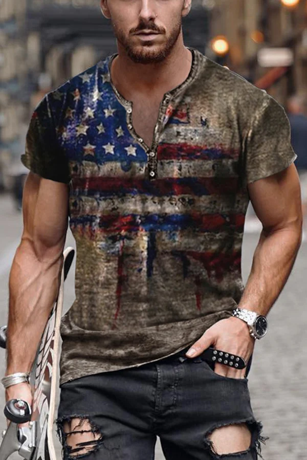 Tiboyz Henry Vintage Flag Short Sleeve T-Shirt
