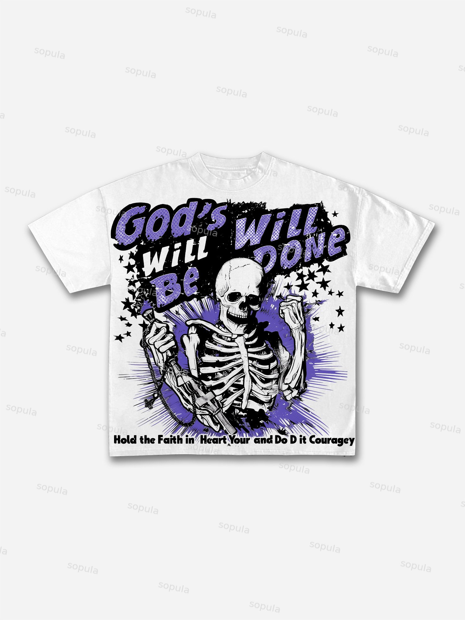 God's Will Is Fulfilled Skull Graphic Cotton T-shirt - Sopula｜Premium Graphic Tees & Graphic Clothing
