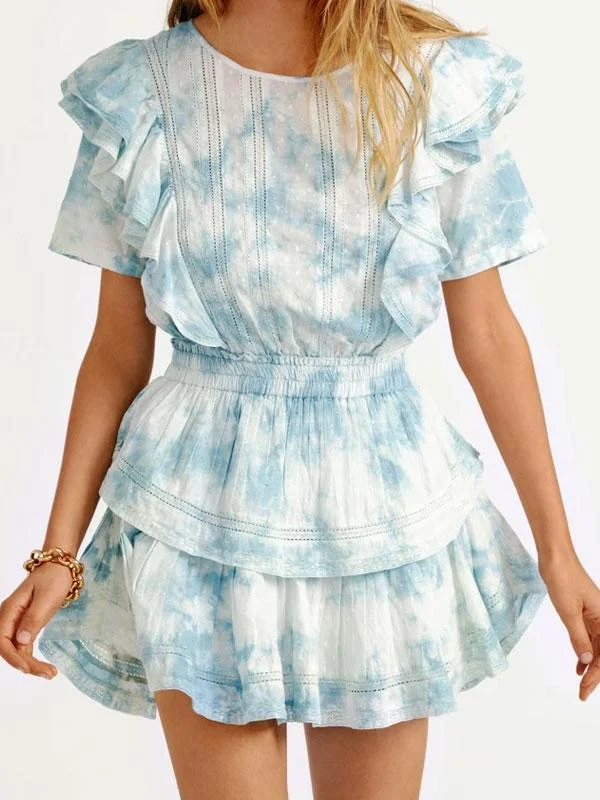 Tie dye ruffle dress