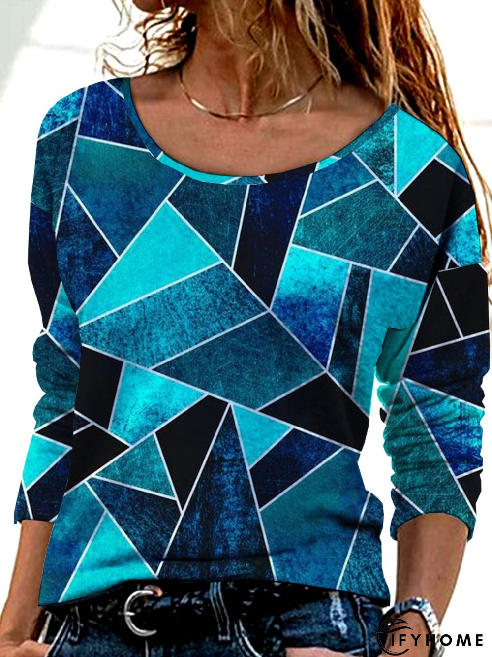 Casual Abstract Autumn Lightweight Micro-Elasticity Daily Jersey Crew Neck Regular T-shirt for Women | IFYHOME