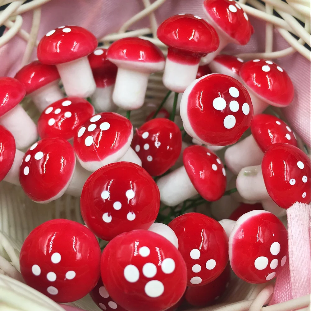 10pcs 2cm Foam Plant Mini Artificial Mushroom DIY Garden Bonsai Decor Props