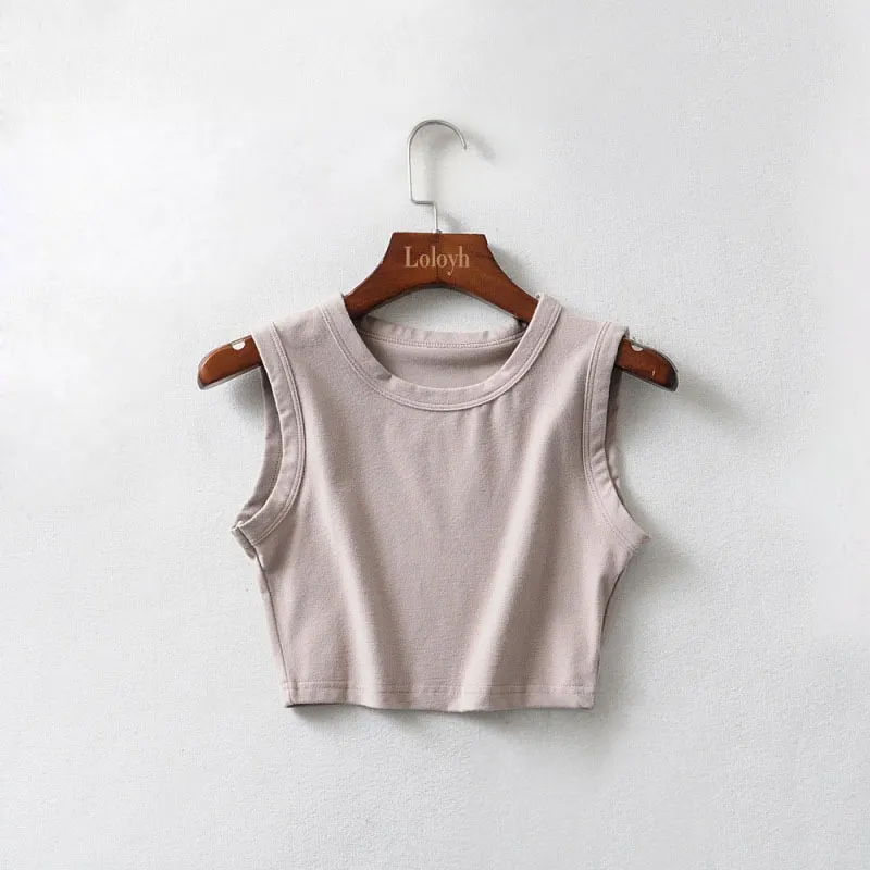 Churchf Churchf 2024 New Women's Top Cycling Vest Cotton Pure Color Wide Edge Short Crop Vest