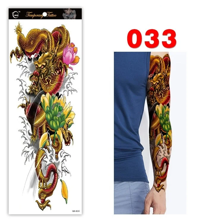 Full Arm Series Temporary Tattoo Full Arm Tattoo Sticker Lasting Waterproof Sweat Flower Arm Full Arm Tattoo Big Picture Sticker