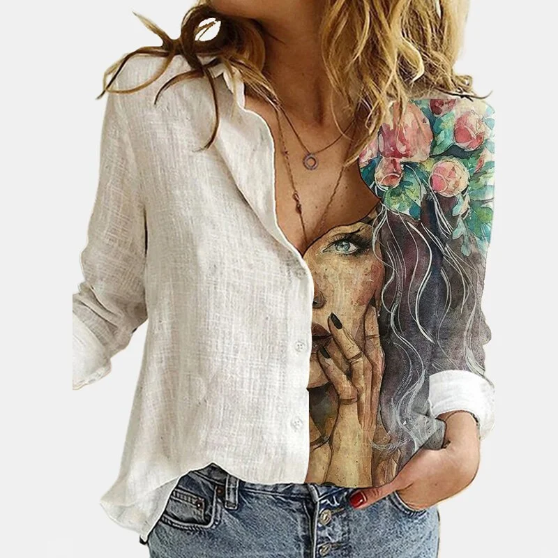 Vintage Women Patchwork Button Short Sleeve Blouse Summer Casual Loose Office Shirt Spring Femme 3XL Cats Printed Shirt Blusas