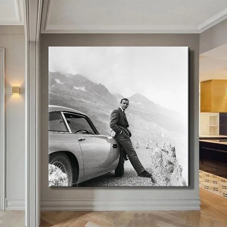James Bond Sean Connery & Aston Martin DB5 Canvas Wall Art